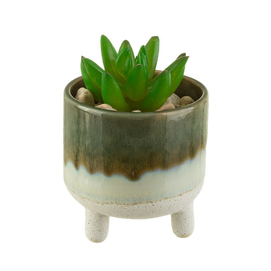 Stoneware Glazed Mini Planter - Green