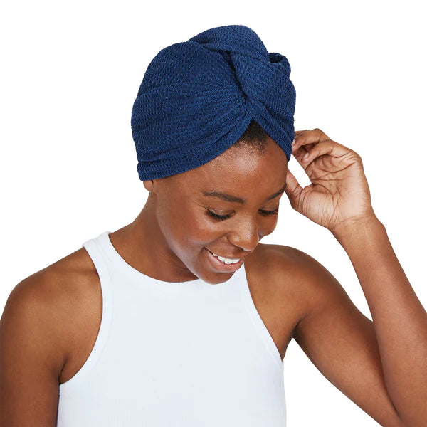 Quick Dry Hair Wrap - Waffle Fabric - Nautical Navy