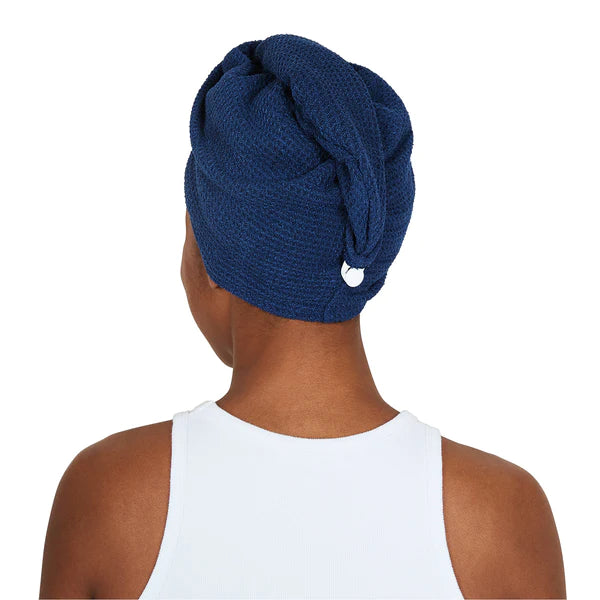 Quick Dry Hair Wrap - Waffle Fabric - Nautical Navy