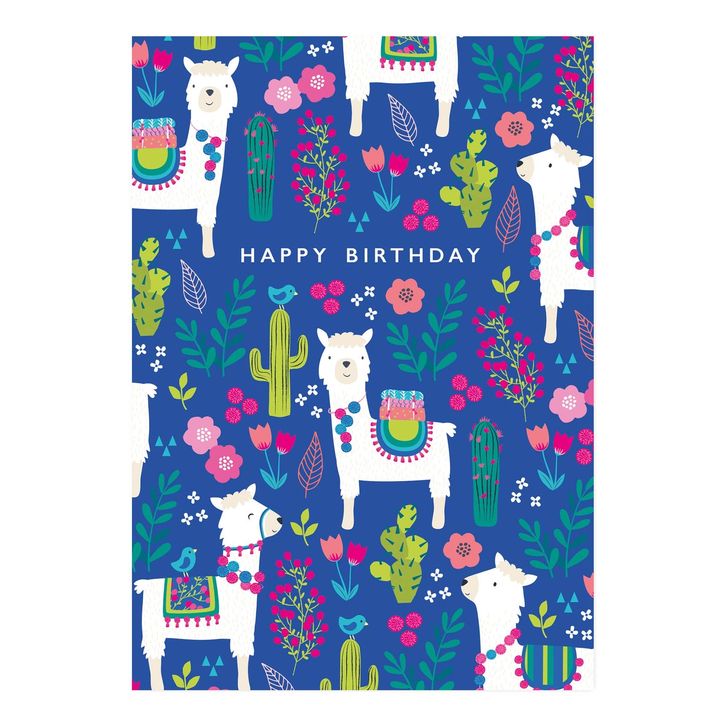 Happy Birthday Card | Fun and Colourful Llama Pattern