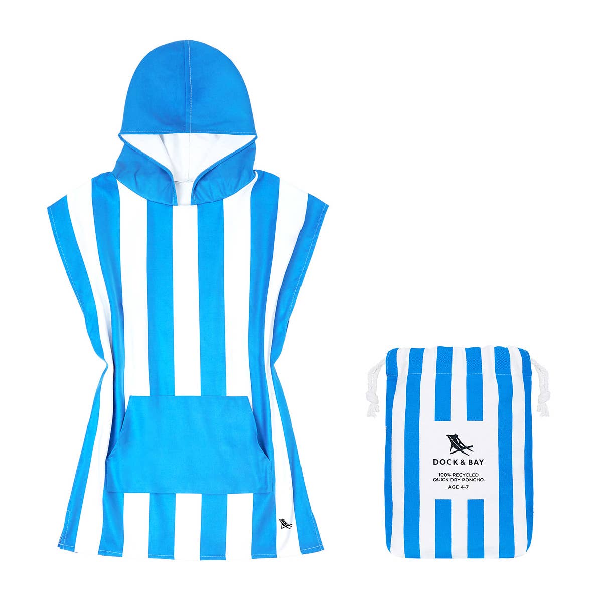 Kids Poncho - Quick Dry Hooded Towel - Bondi Blue: Bondi Blue / Age 4-7