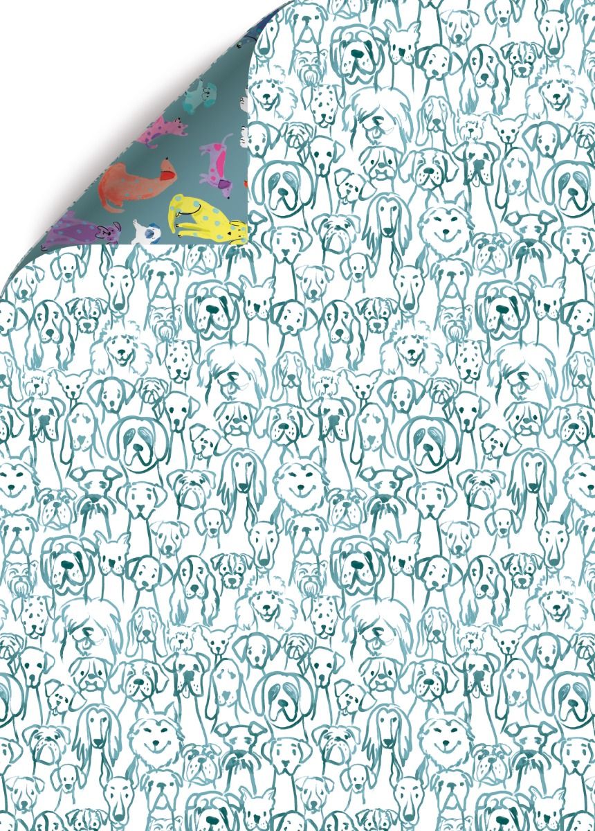 Pawty Time Dogs Double Sided Wrapping Paper