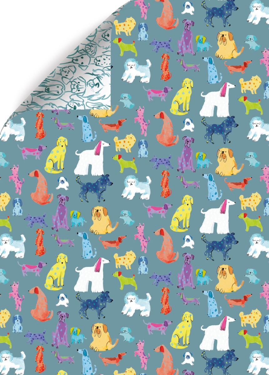 Pawty Time Dogs Double Sided Wrapping Paper