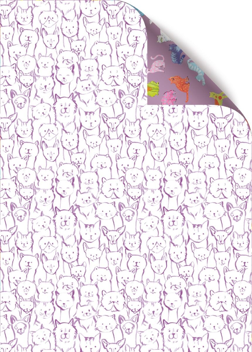 Pawty Time Cats Double Sided Wrapping Paper