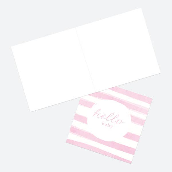 New Baby Card - Watercolour Stripes - Pink