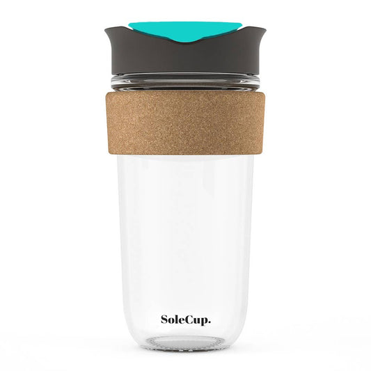 SoleCup Large Travel Mug - 18oz Cork: Grey and Blue