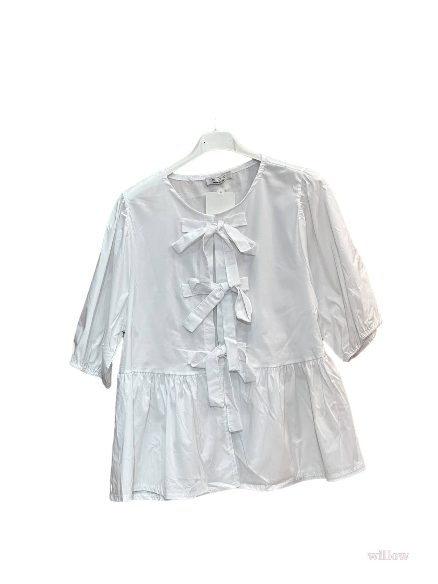 Plain Bow Blouse (White)