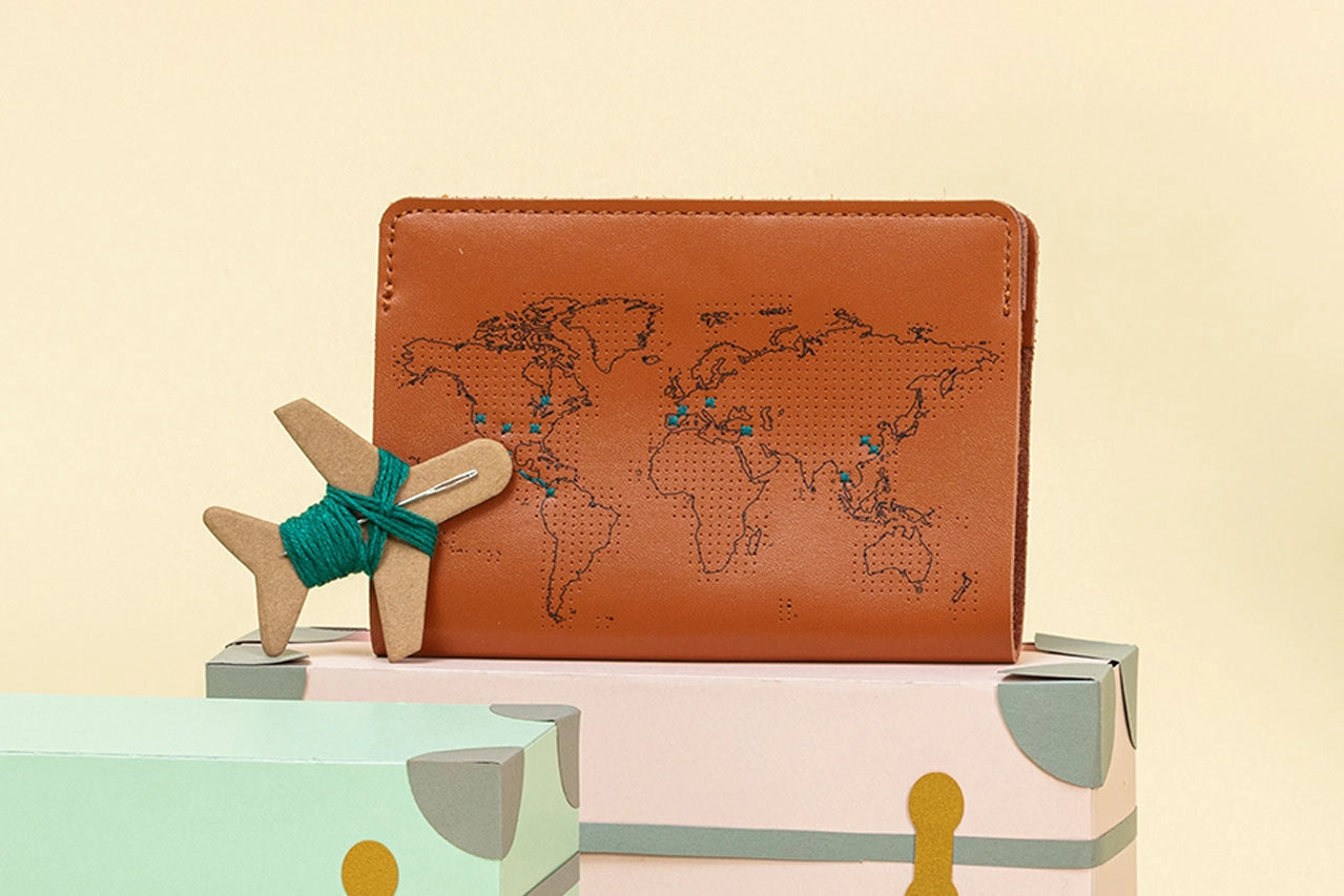 Stitch Where You've Been Passport Cover Kit - Brown Leather