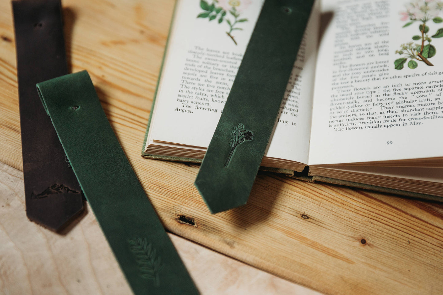 Leather Bookmark - The Mountains (Evergreen)