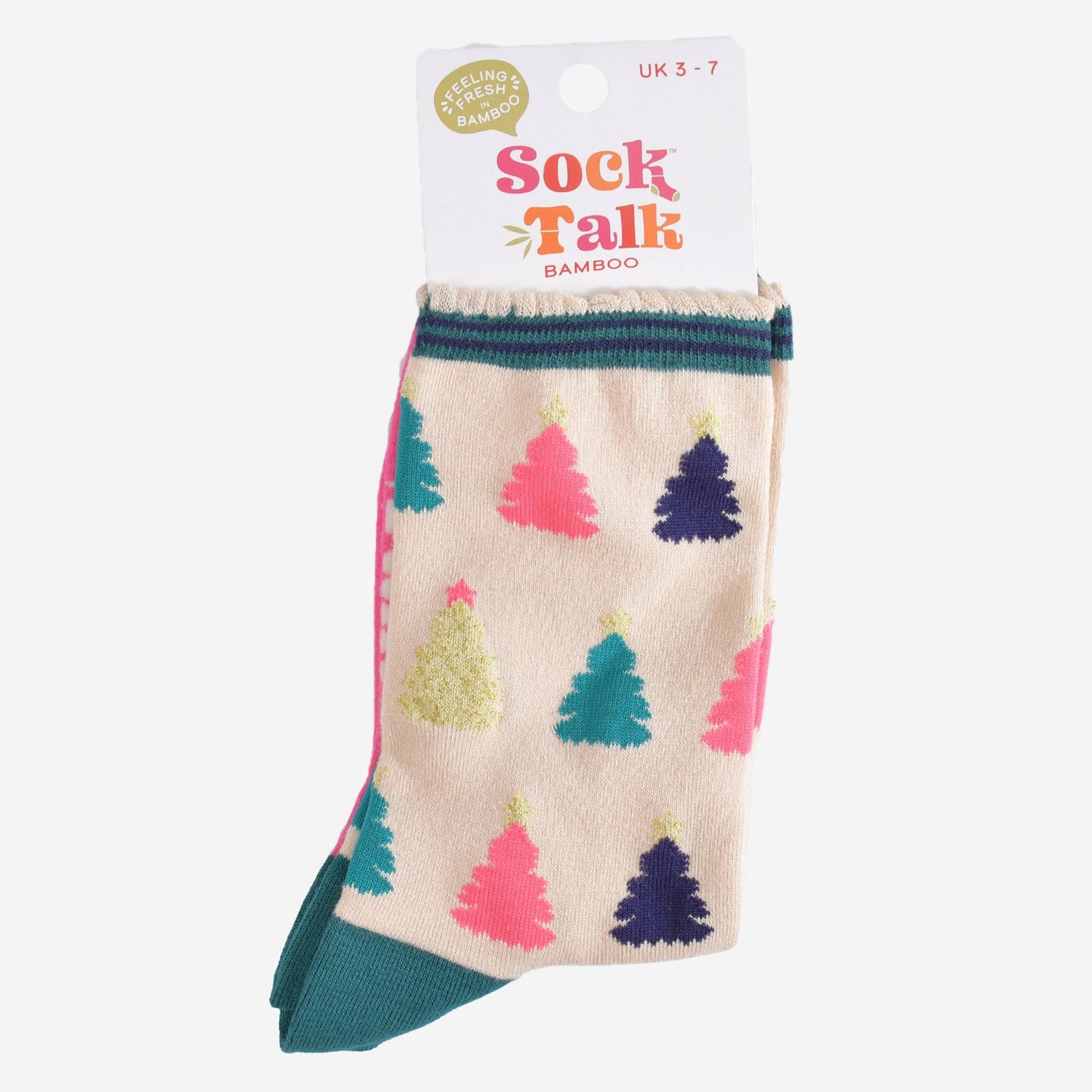 Women's Bamboo Socks - Cream/Pink, Christmas Tree: UK 3-7 | EU 36-40 | US 5-9