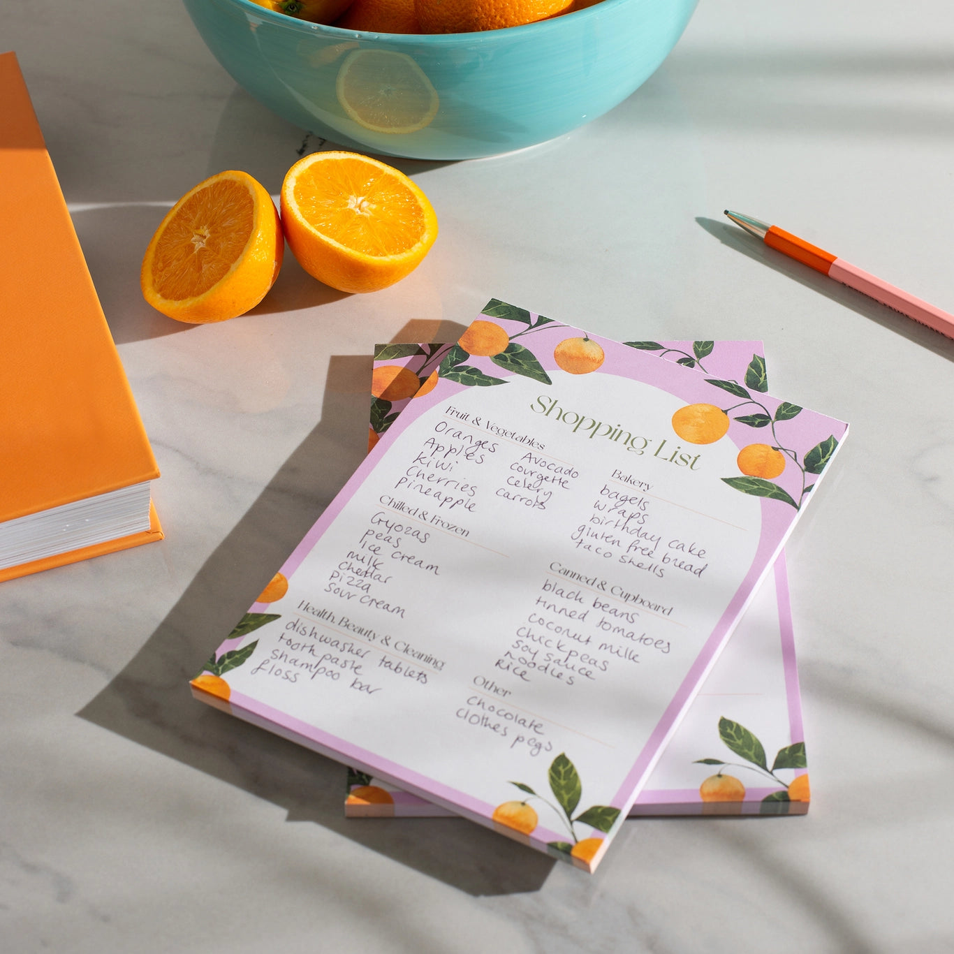 Orangerie A5 Shopping List Pad | Recycled Paper