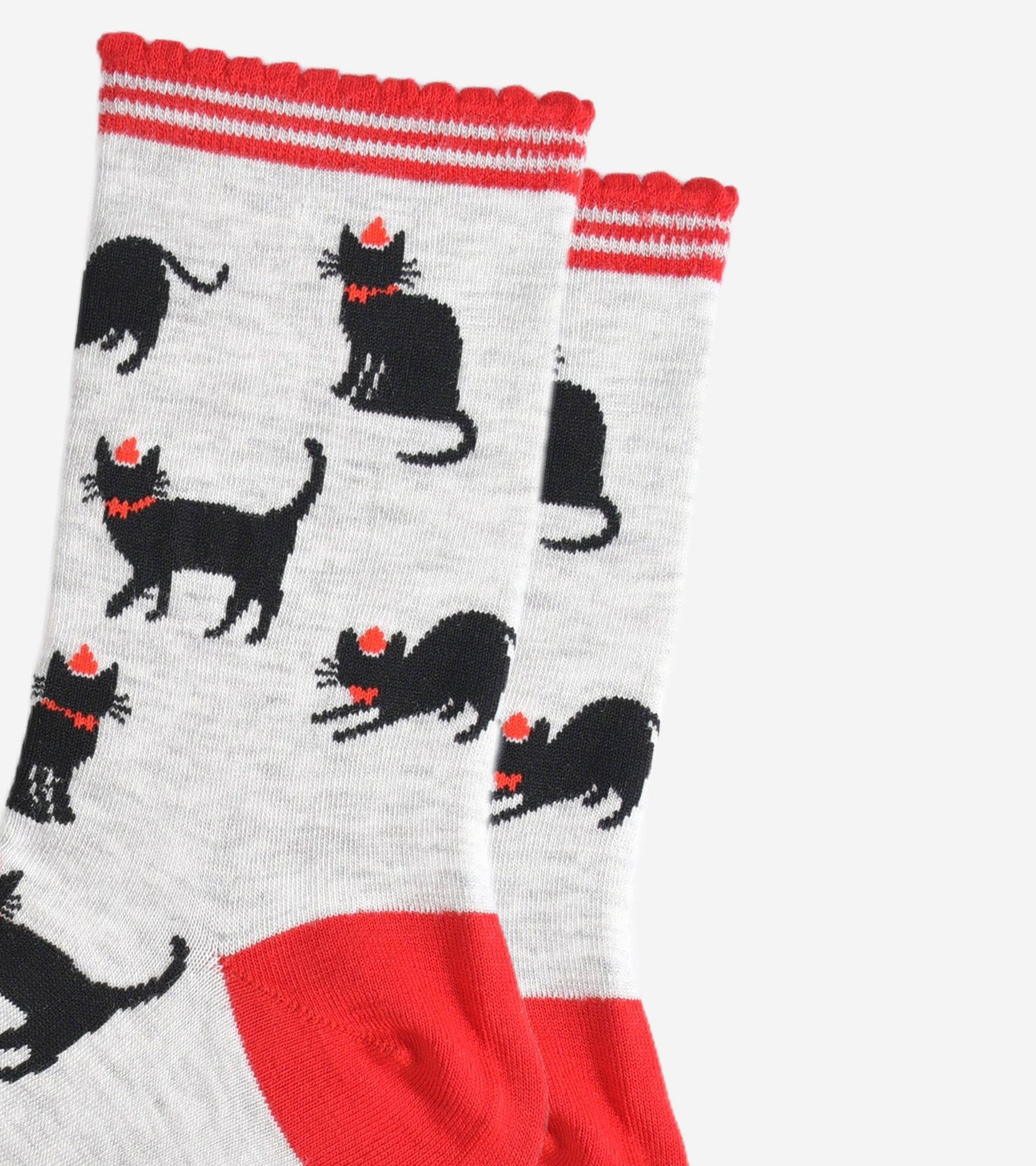 Women's Bamboo Socks - Grey/Red, Christmas Cats: UK 3-7 | EU 36-40 | US 5-9