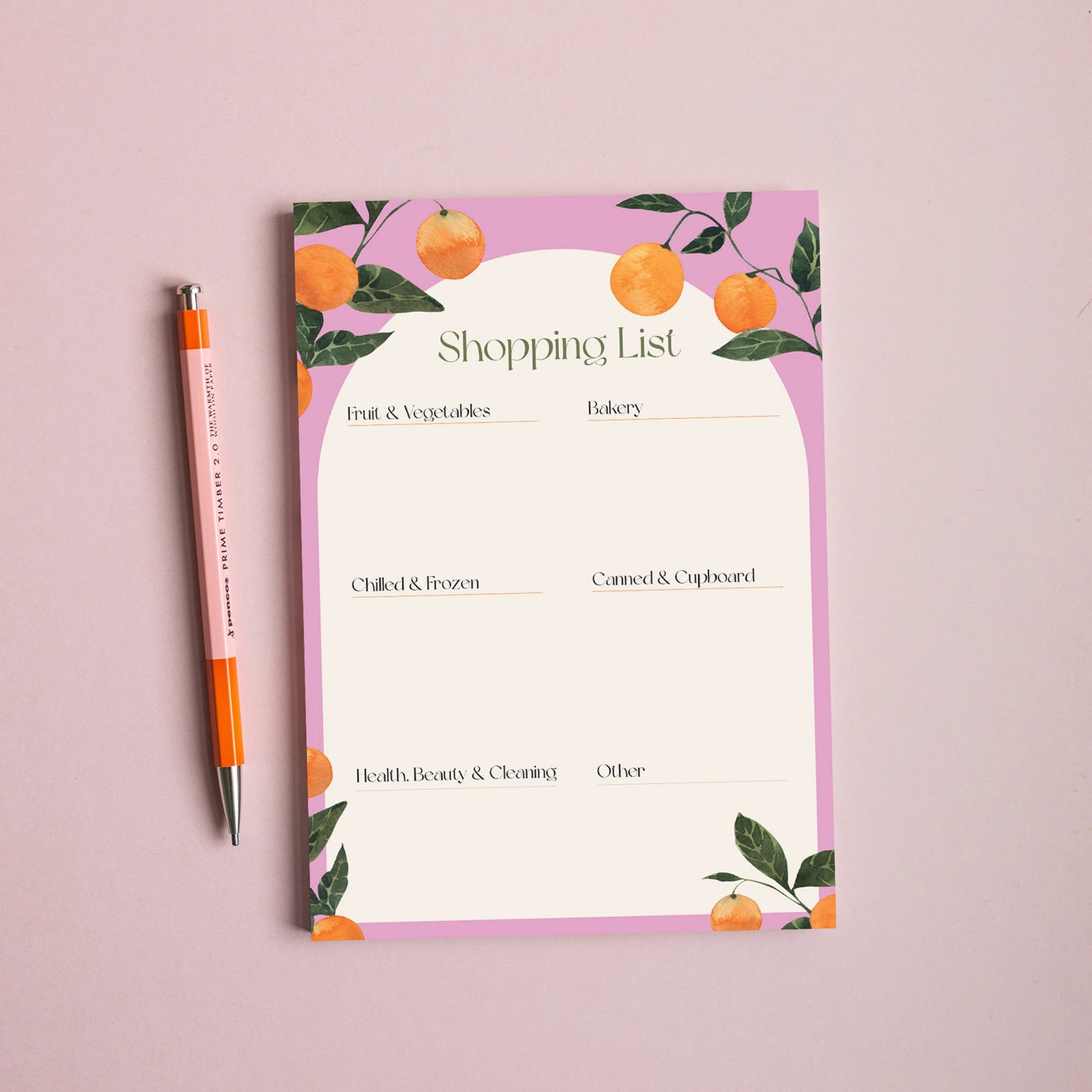 Orangerie A5 Shopping List Pad | Recycled Paper