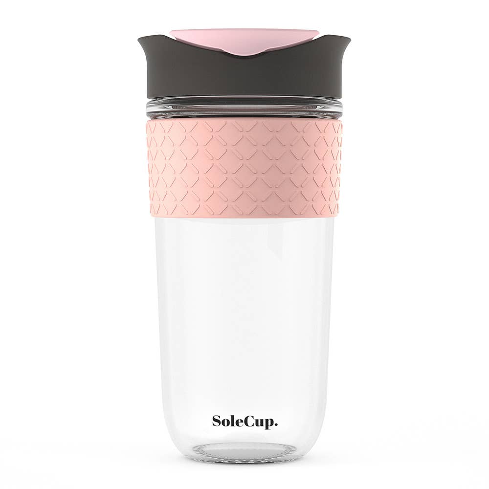 SoleCup Large Travel Mug - 18oz Silicone: Grey and Pink