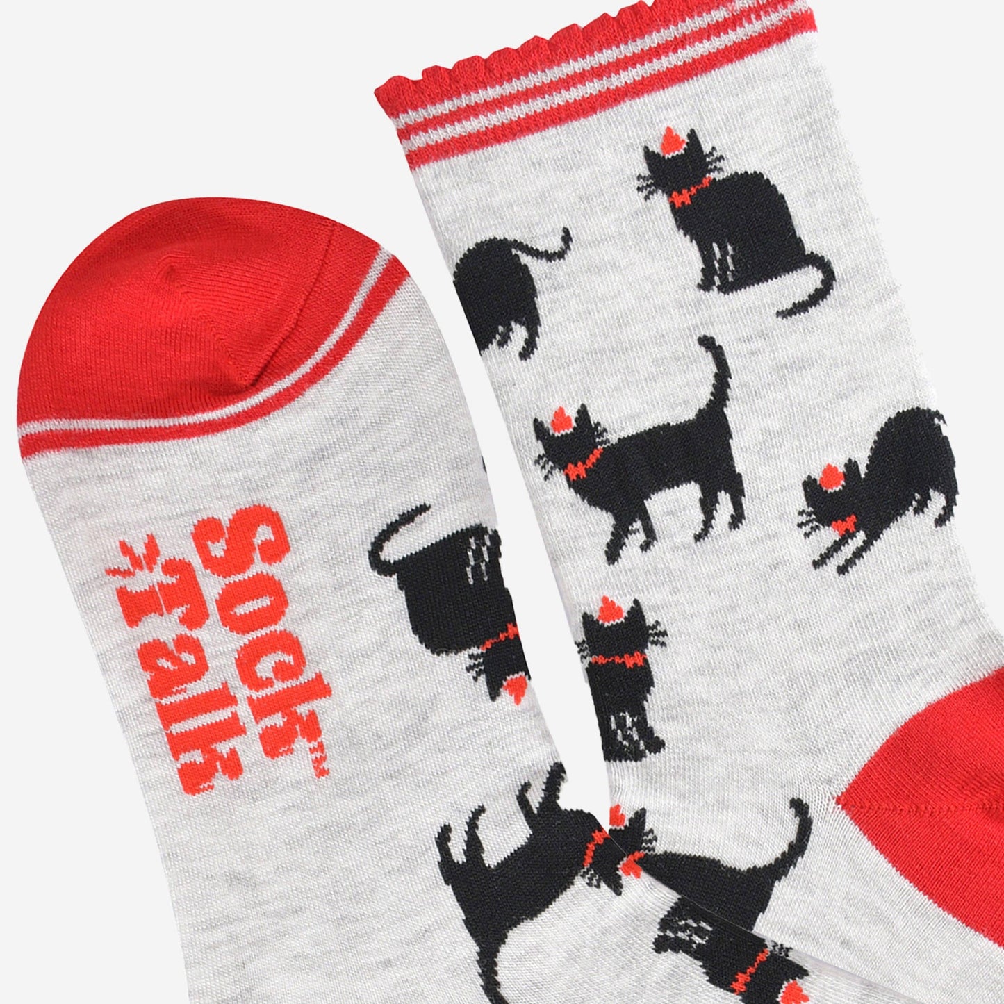 Women's Bamboo Socks - Grey/Red, Christmas Cats: UK 3-7 | EU 36-40 | US 5-9