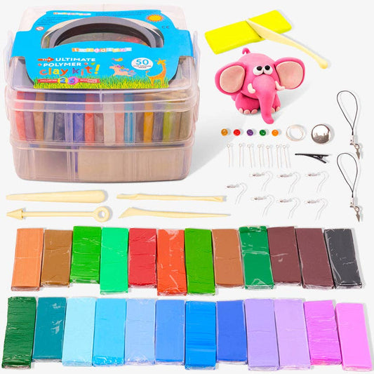 50 Colour Modelling Clay Starter Kit with Tools & Storage