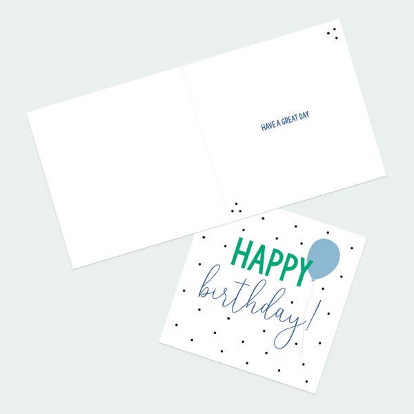 Birthday Card - Feeling Bright Typography -  Blue Balloon