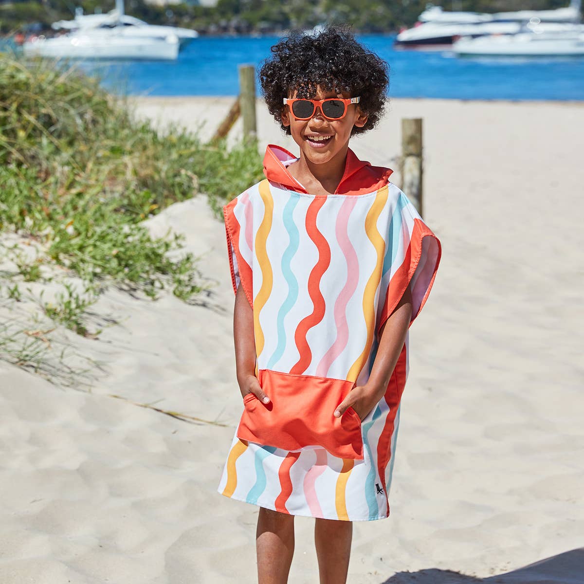 Dock & Bay Kids Poncho - Kids - Squiggle Face: Age 4 to 7