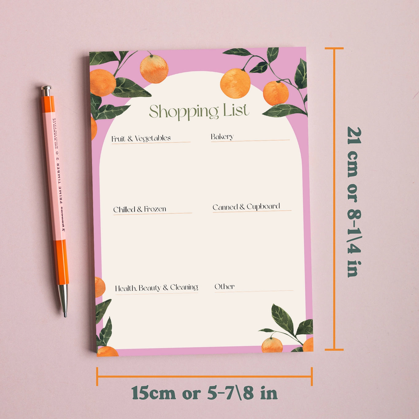 Orangerie A5 Shopping List Pad | Recycled Paper