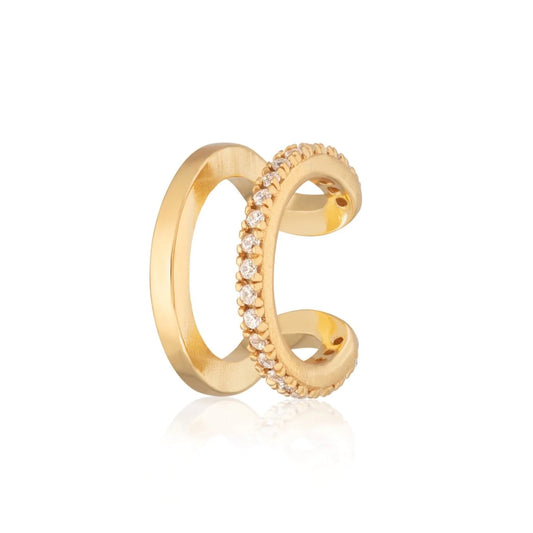 Double Band Small Single Ear Cuff - Gold