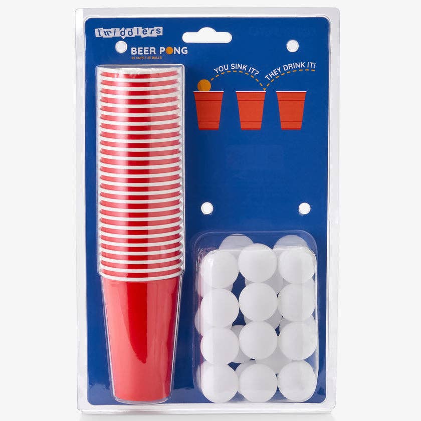 50 Piece Beer Pong Set - 25 Red Plastic Cups & 25 Balls