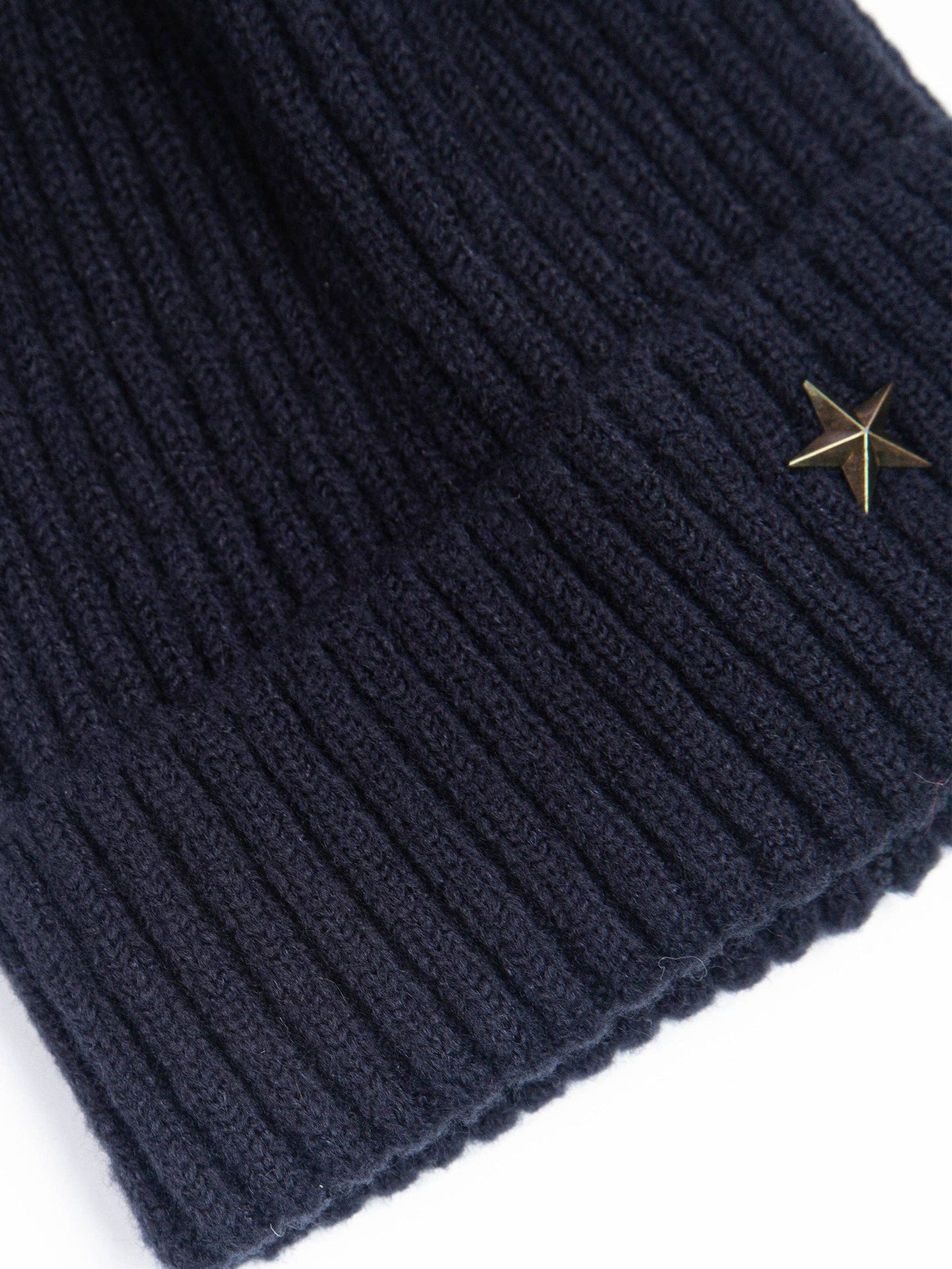 Pom Pom Hat - Navy Blue, Gold Star