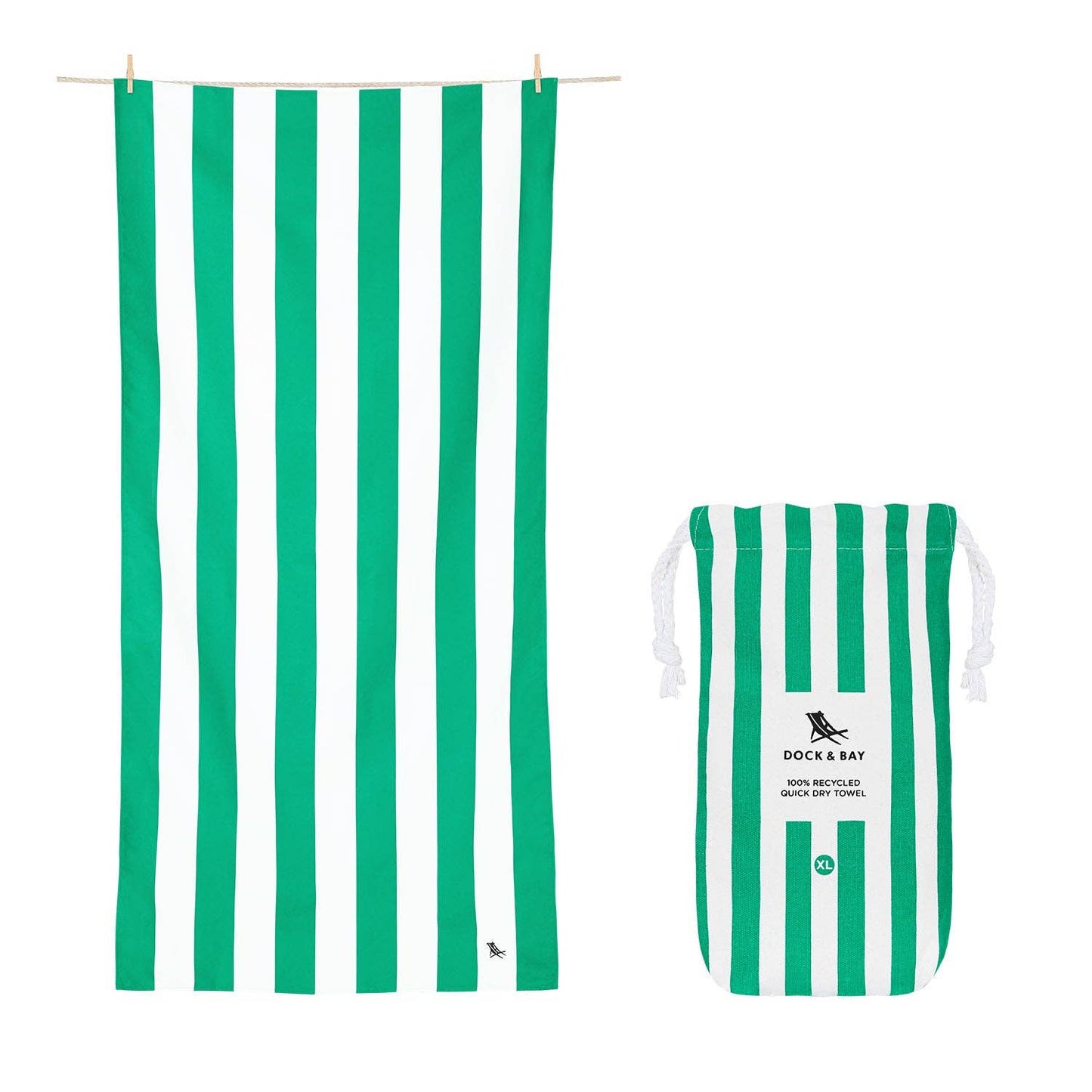 Dock & Bay Quick Dry Towels - Cabana - Cancun Green: Large (63x35")