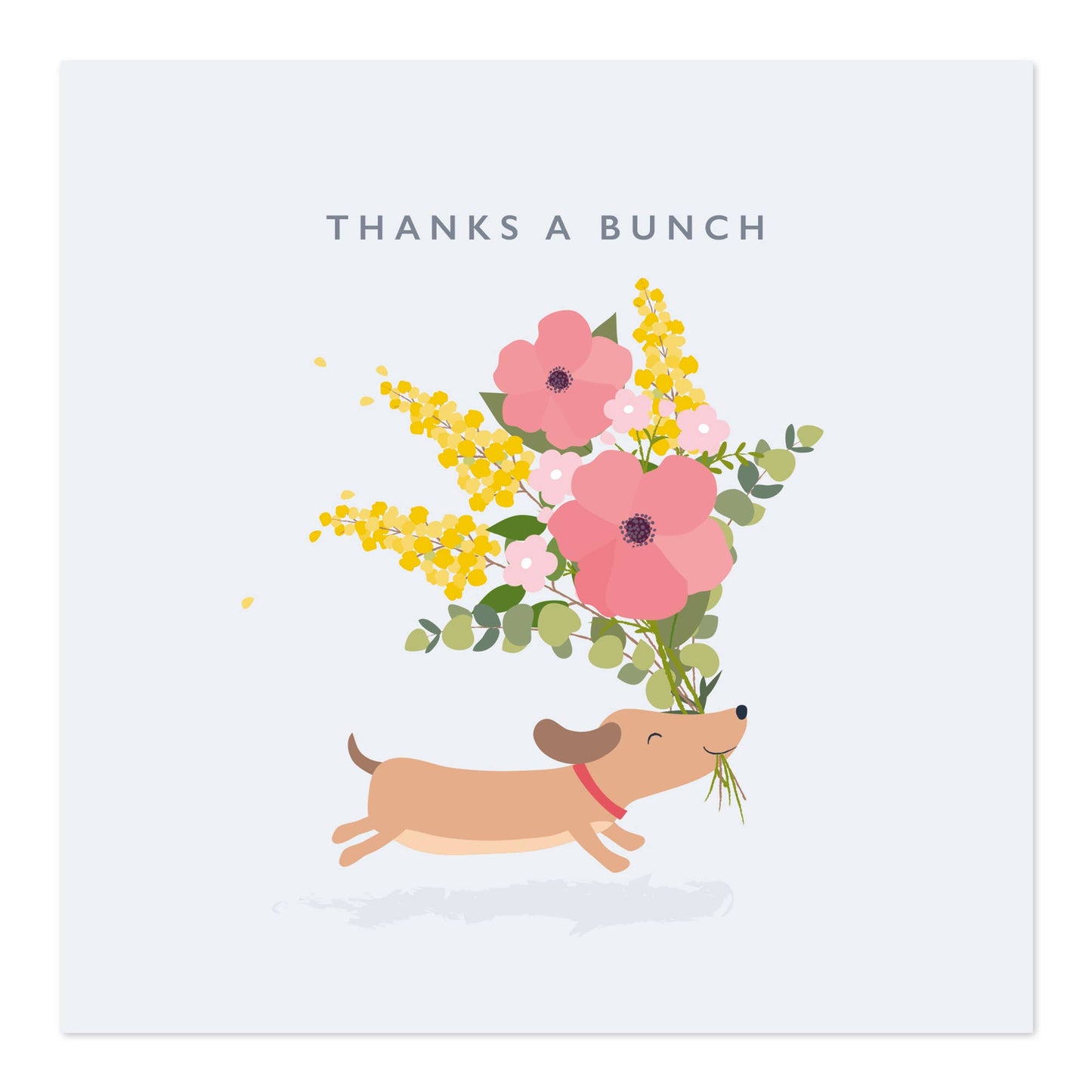 Thank You Greetings Card | Dog with Bunch Of Flowers