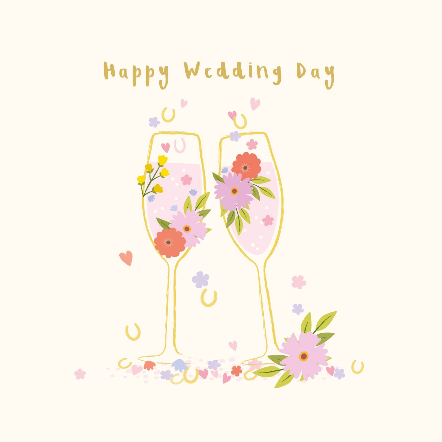 Happy Wedding Day Champagne Glasses Card