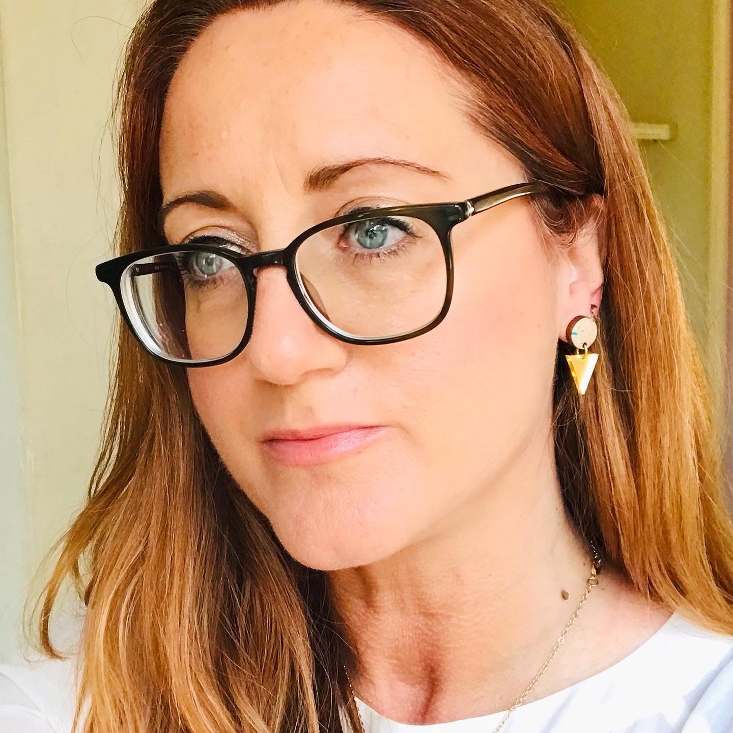 White Terrazzo and Gold Drop Earrings