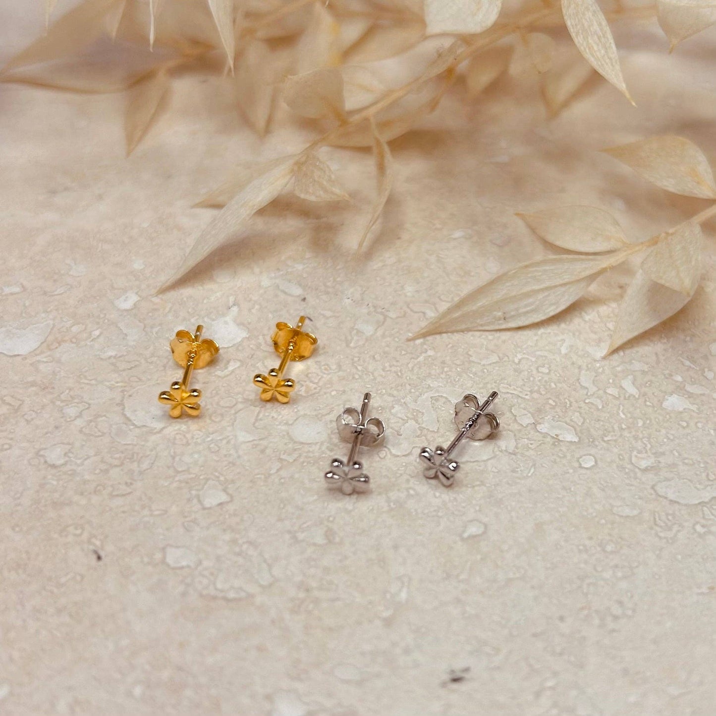 Silver Flower Studs