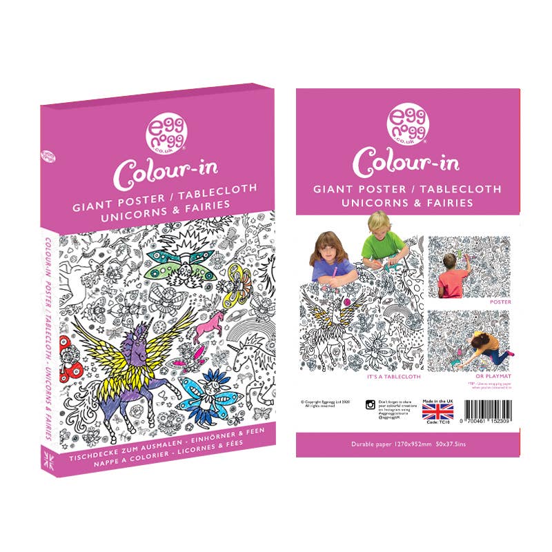 Colour-in Giant Poster / Tablecloth - Unicorns & Fairies