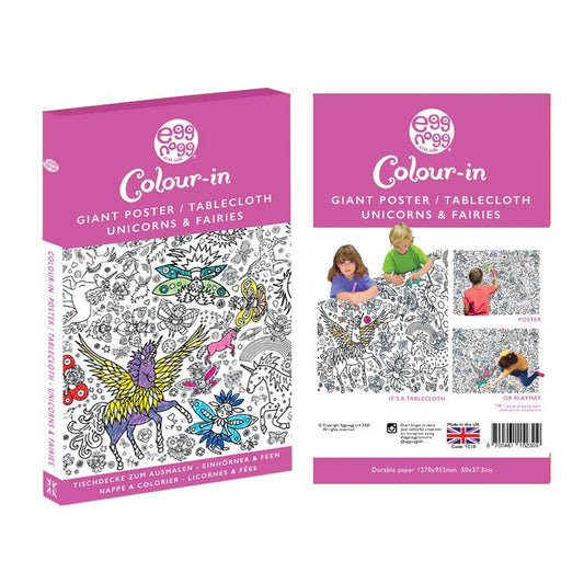 Colour-in Giant Poster / Tablecloth - Unicorns & Fairies