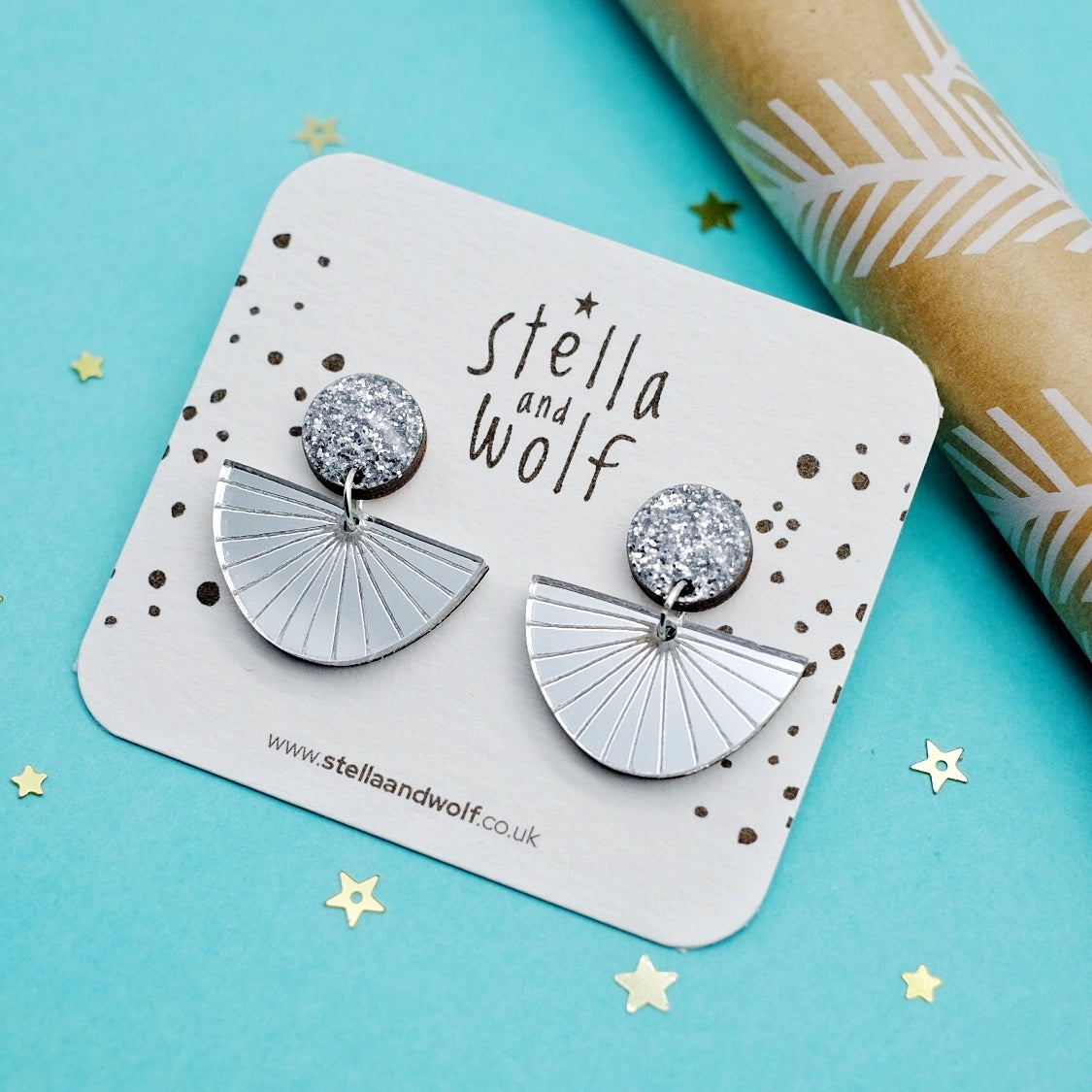 Silver Glitter Party Earrings