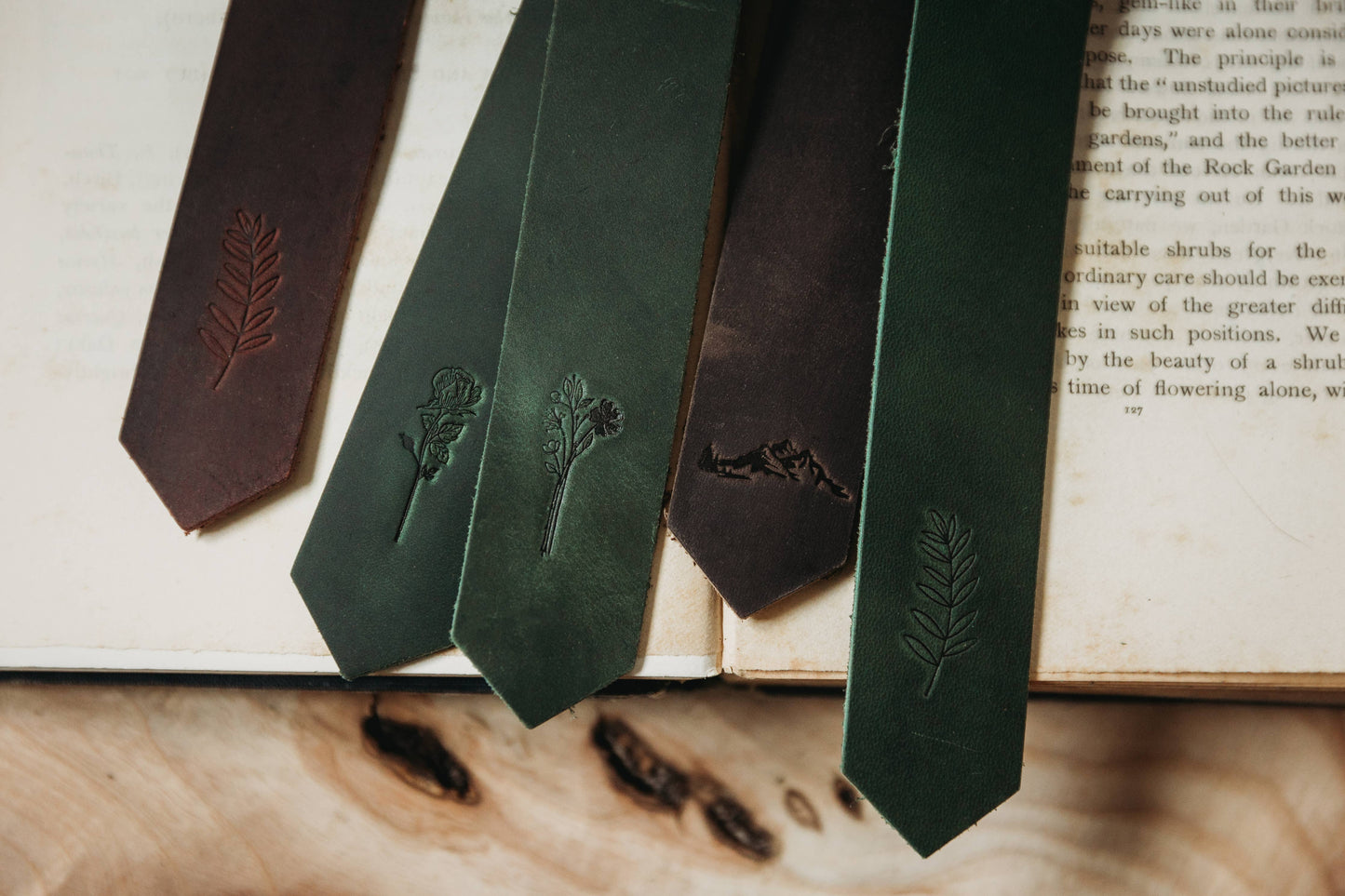 Leather Bookmark - The Mountains (Evergreen)