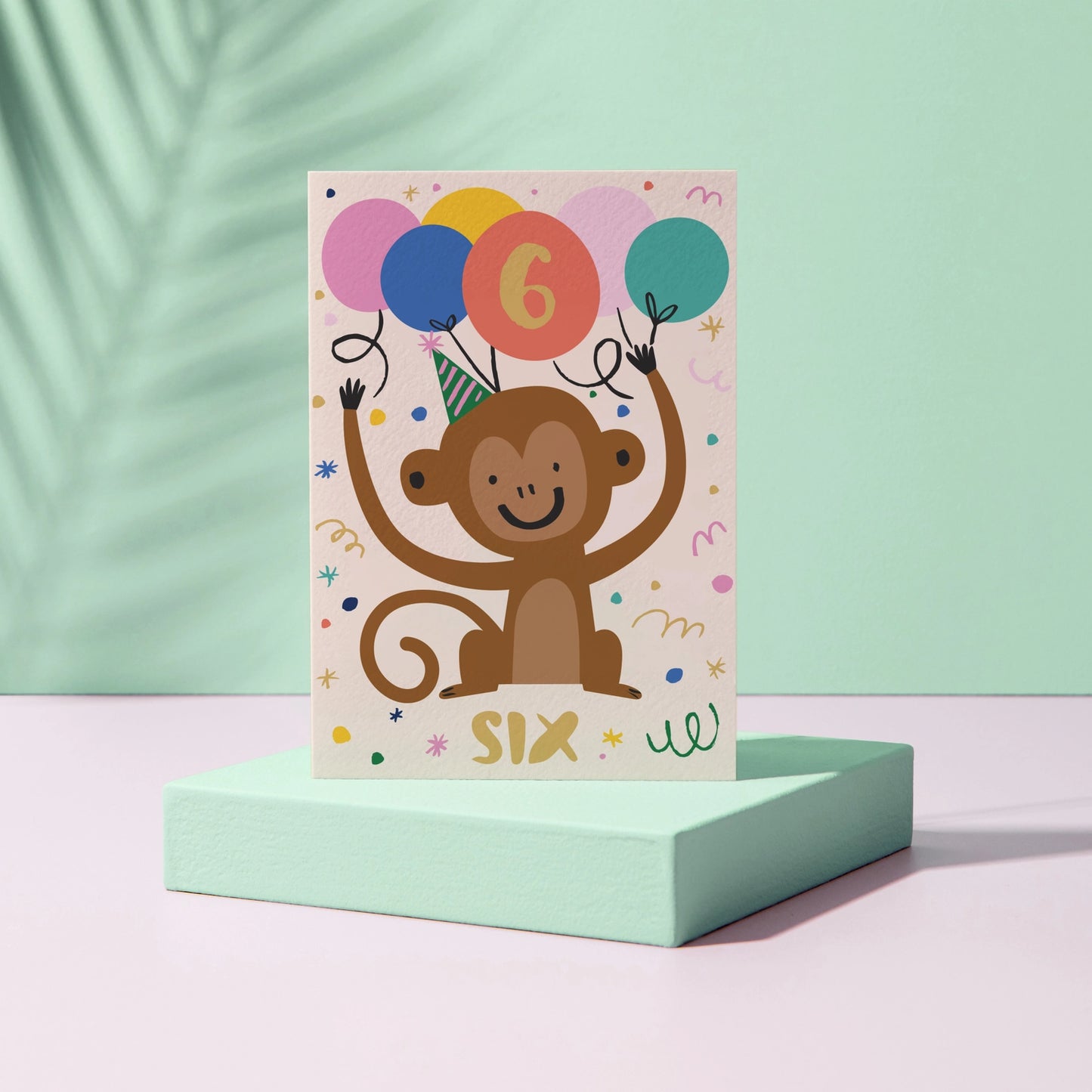 6th Birthday Card - Monkey