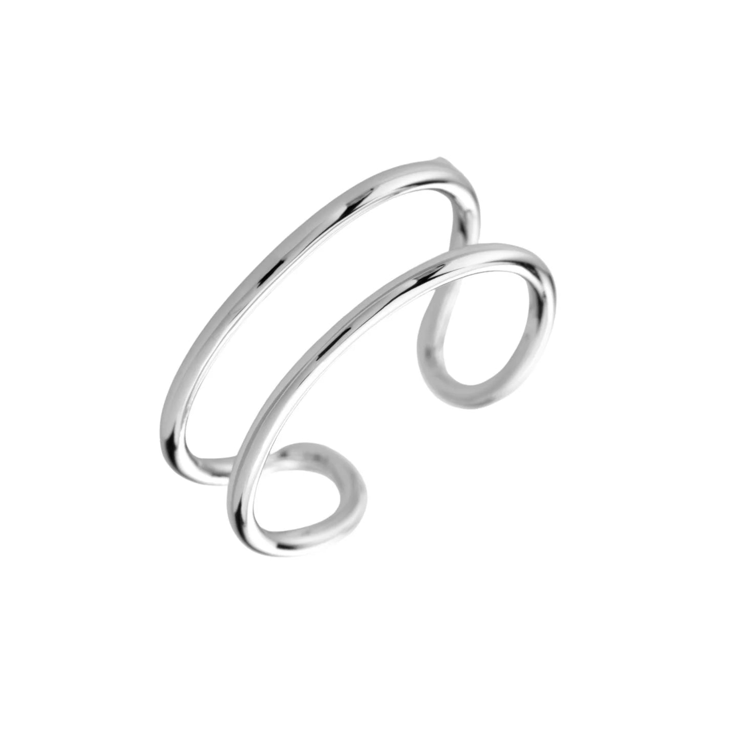 Double Band Adjustable Ring - Silver