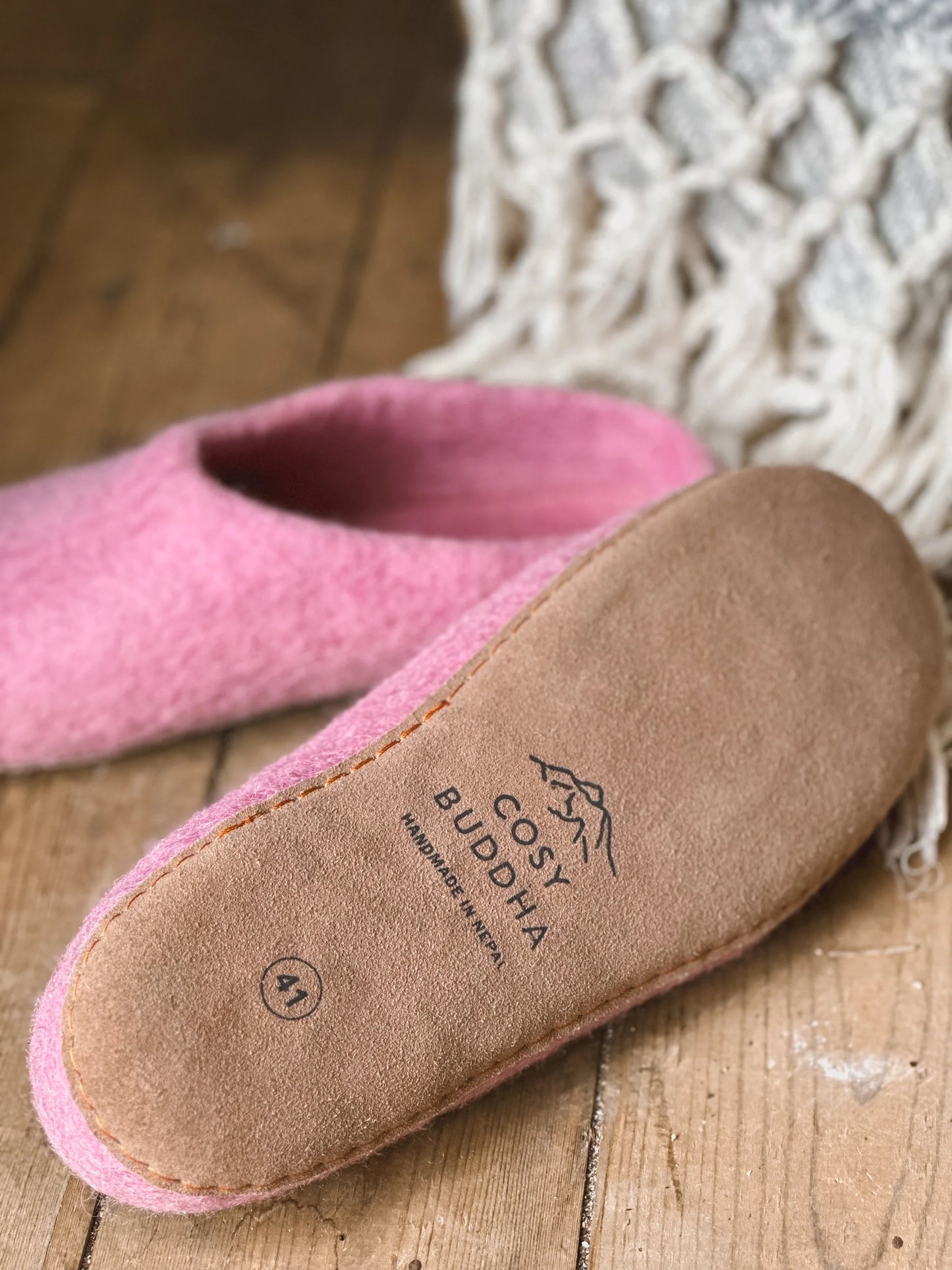 Hand Felted Wool Mule Slippers (PINK size 39/6)