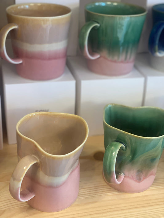 Distorted Tri-Colour Drip Mug (Yellow/Cream/Pink)