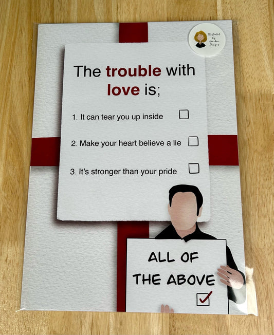 ‘The Trouble with Love is’ A4 Print by Honebon Designs