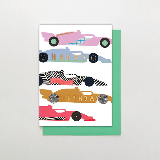 Happy Birthday - Racing Car Card