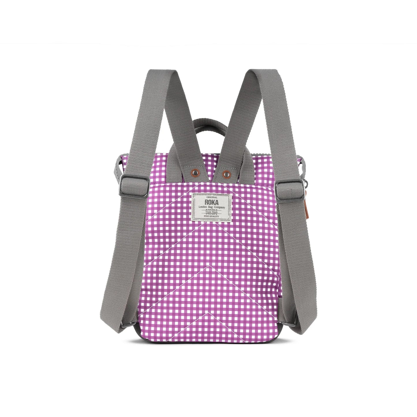 'Bantry B' Backpack in Purple Gingham (Recycled Canvas)