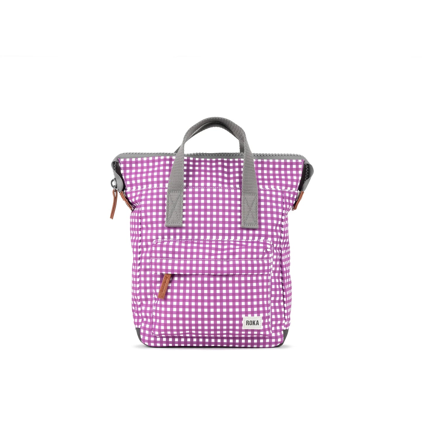 'Bantry B' Backpack in Purple Gingham (Recycled Canvas)