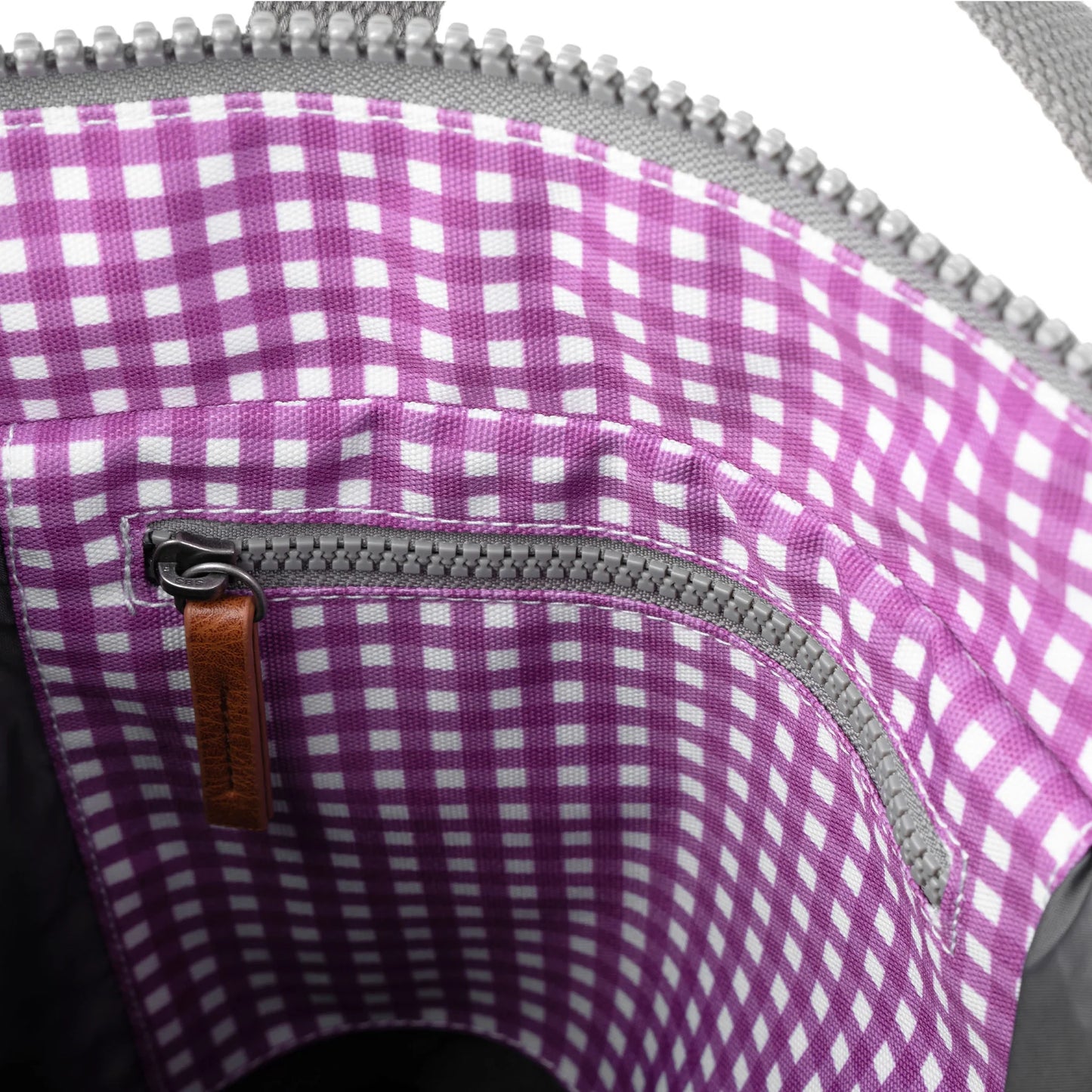 'Bantry B' Backpack in Purple Gingham (Recycled Canvas)