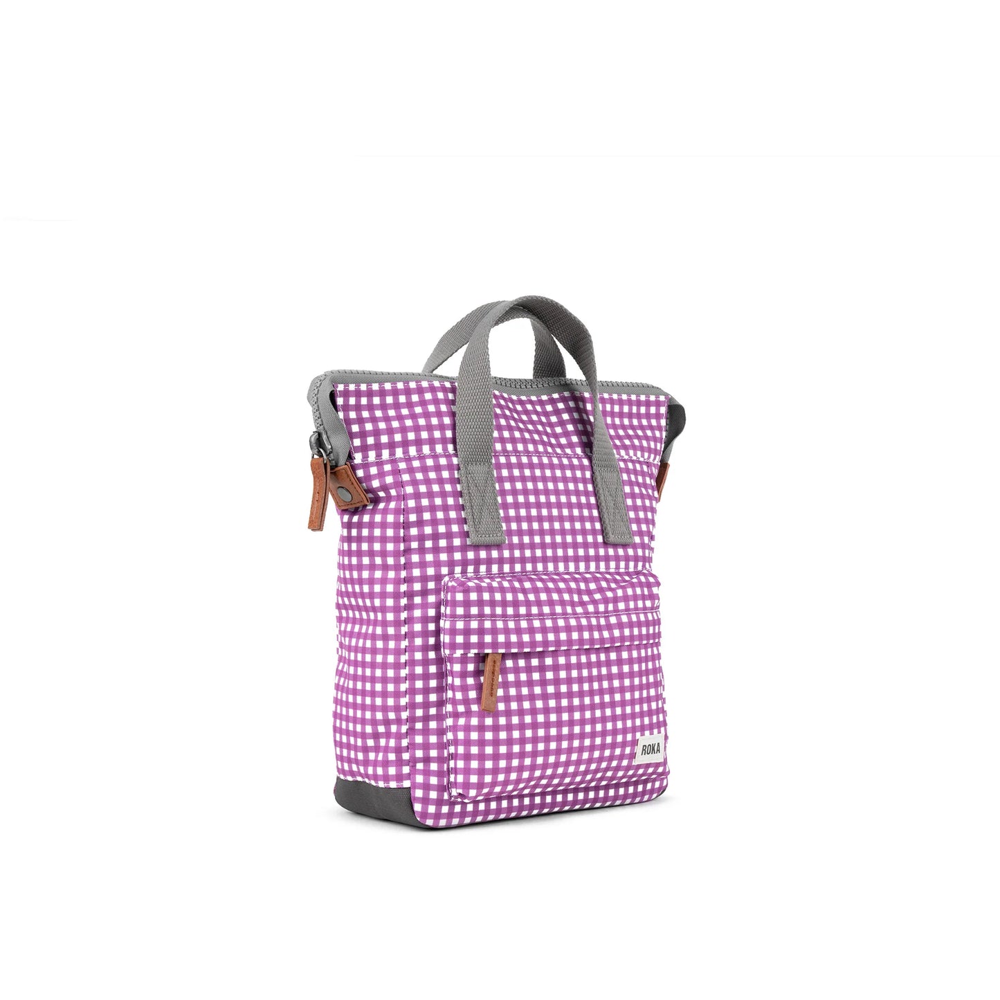 'Bantry B' Backpack in Purple Gingham (Recycled Canvas)