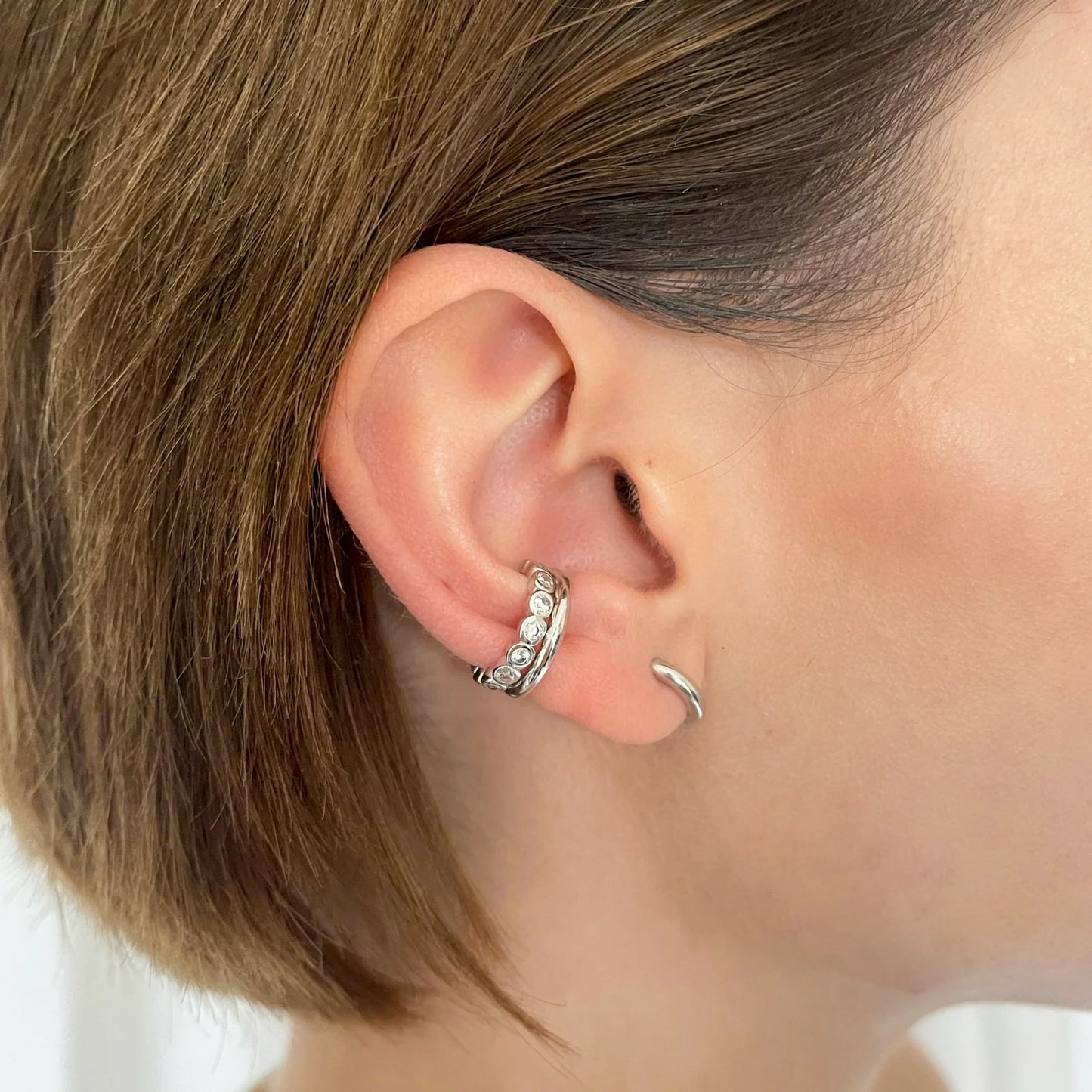 Huggie Hoop Earrings - Silver