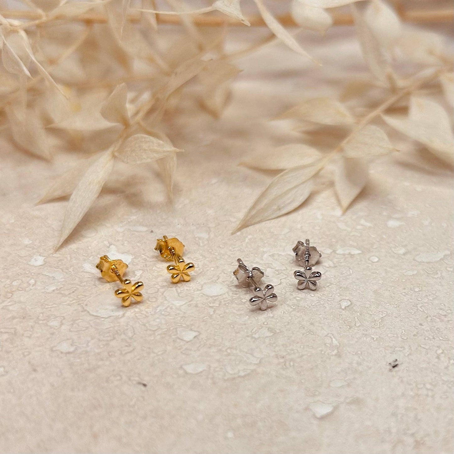 Silver Flower Studs