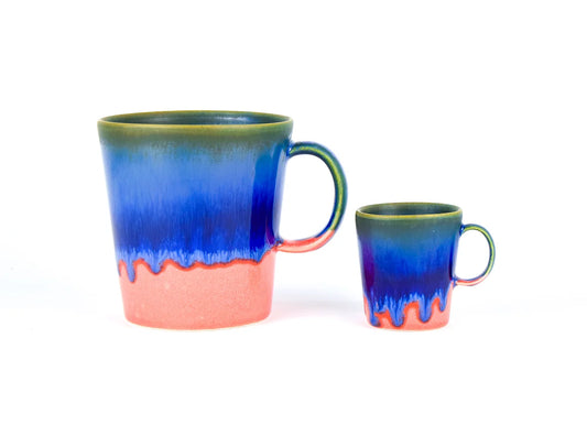 Tri-Colour Double Espresso Drip Mug (Green/Navy/Orange)