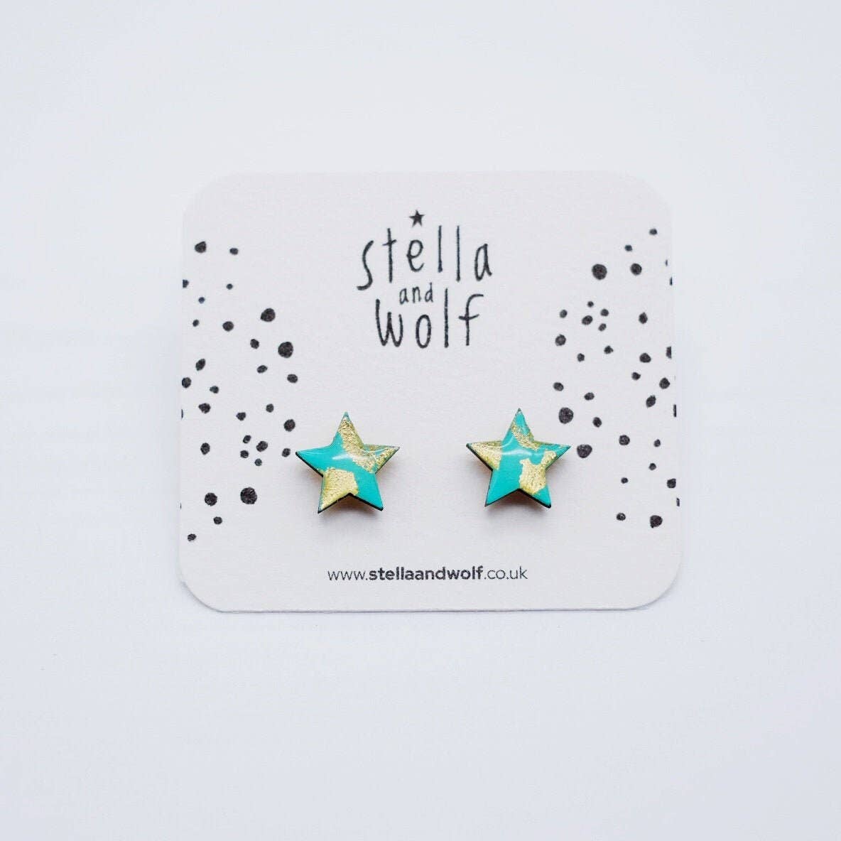 Turquoise and Gold Star Earrings