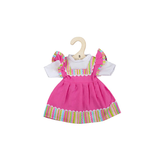 Pink Dress With Striped Trim (For Small Doll)